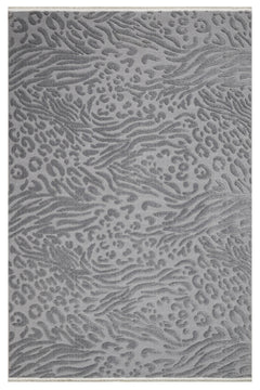 Wicker Gri Geometrik Polyester Makine Alan Halısı