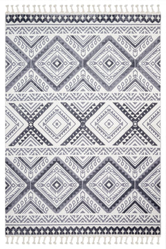 Shadow Gri Geometrik Polyester Makine Halısı