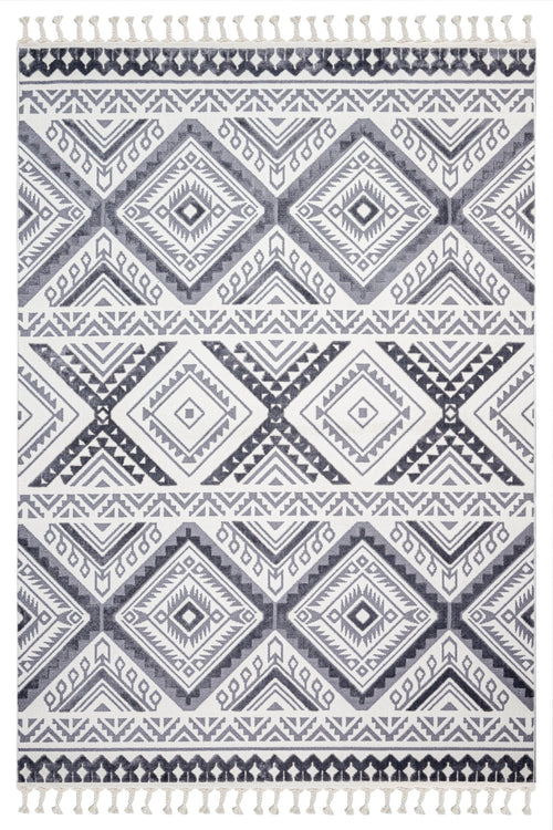 Shadow Gri Geometrik Polyester Makine Halısı