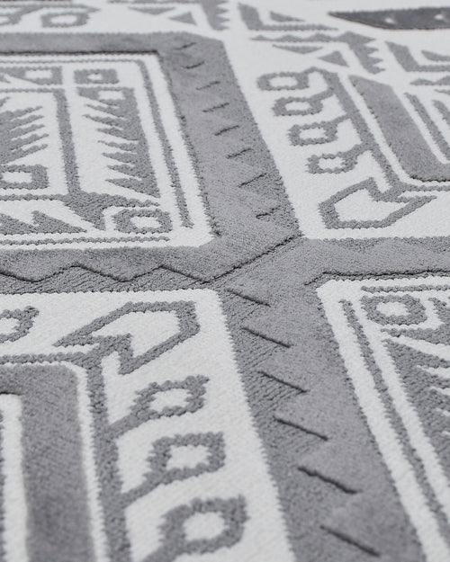 Shadow Gri Geometrik Polyester Makine Halısı