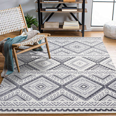 Shadow Gri Geometrik Polyester Makine Halısı