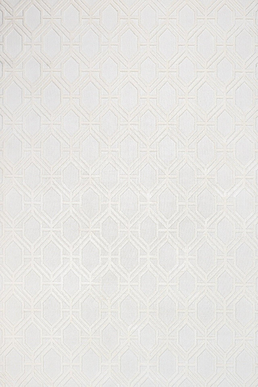 Beyaz Ekru Desenli Geometrik Halı - Yıkanabilir - Kaymaz Taban - Pati Dostu