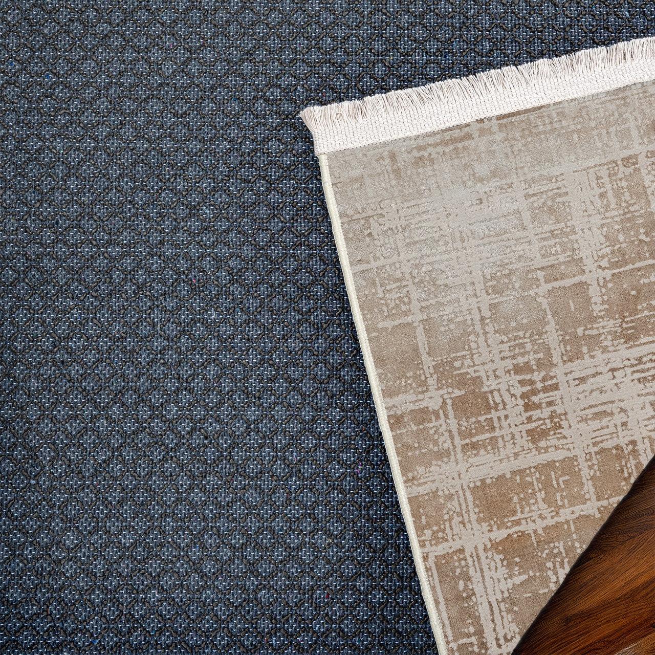 Bej Vizon Dokulu Minimalist Halı - Yıkanabilir - Kaymaz Taban - Pati Dostu