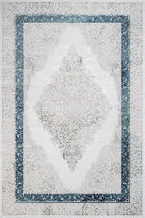 White Gray Classic Medallion Living Room Rug