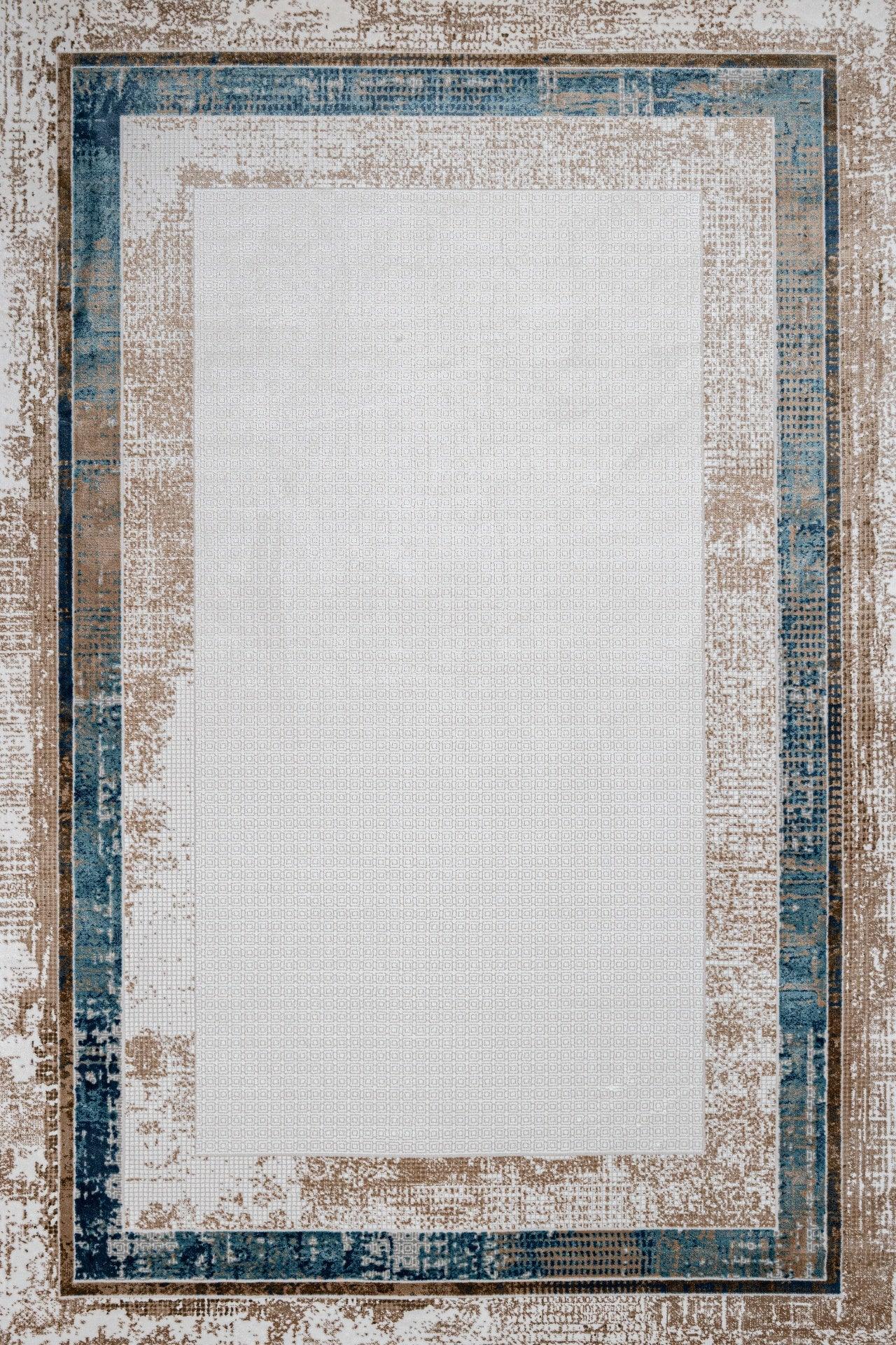 Bej Bordürlü Modern Halı - Yıkanabilir - Kaymaz Taban - Pati Dostu