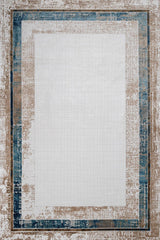 Light Grey Blue Modern Living Room Rug - Cotton