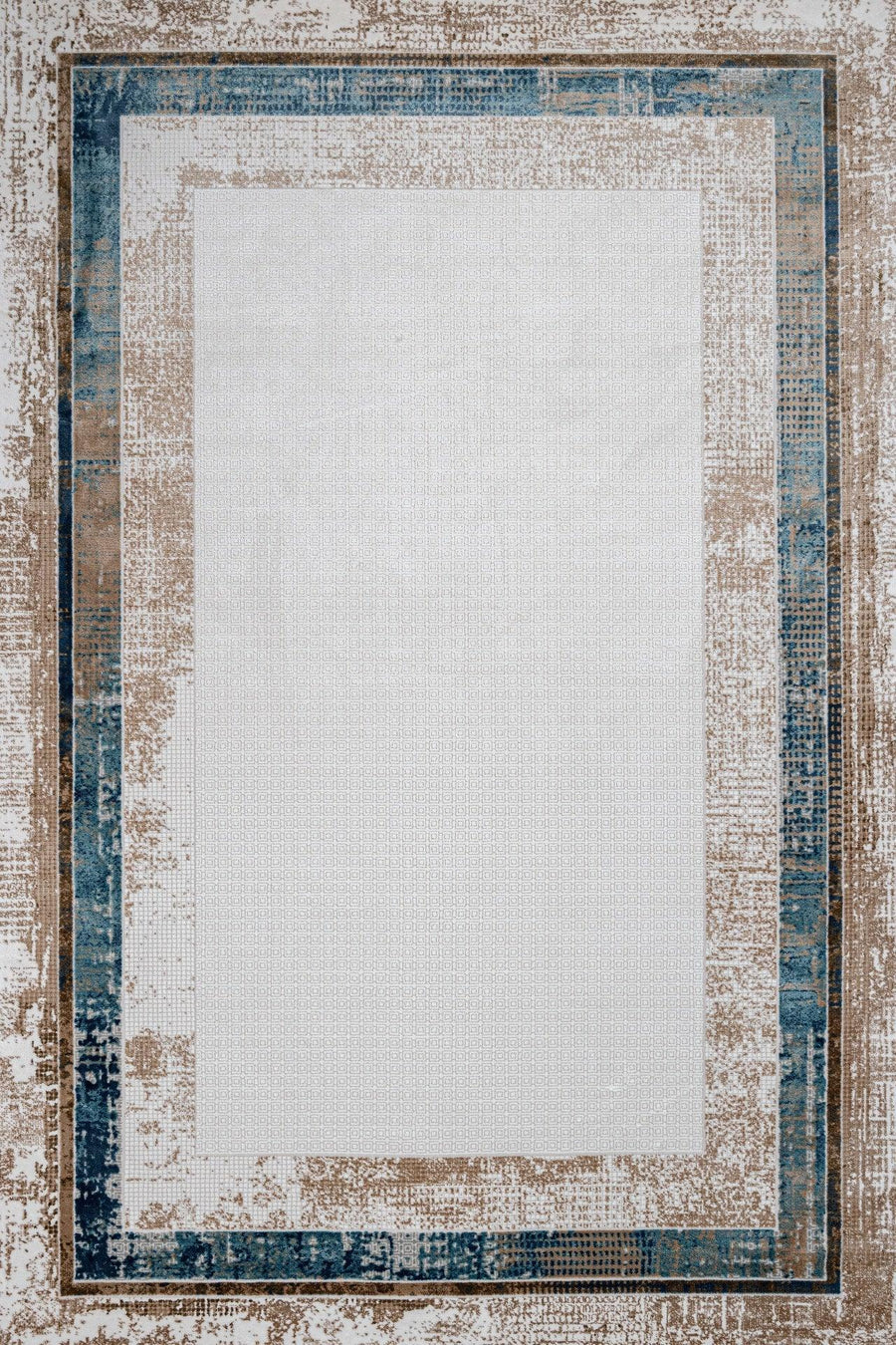 Bej Bordürlü Modern Halı - Yıkanabilir - Kaymaz Taban - Pati Dostu