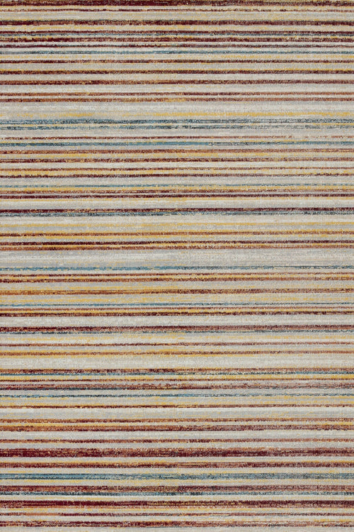 Bej Çizgili Modern Etnik Desenli Halı  | Makinada Yıkanabilir | Hav Toz Vermez | Leke Tutmayan | Kaymaz Taban | Dijital Makine Baskı | Salon Yolluk Mutfak Halısı