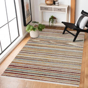 Bej Çizgili Modern Etnik Desenli Halı  | Makinada Yıkanabilir | Hav Toz Vermez | Leke Tutmayan | Kaymaz Taban | Dijital Makine Baskı | Salon Yolluk Mutfak Halısı