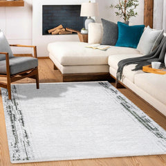 Margot Beyaz Çerçeveli Viskon Akrilik Makine Halısı