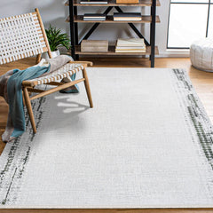 Margot Beyaz Çerçeveli Viskon Akrilik Makine Halısı