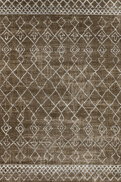 Kahve Etnik Modern Etnik Desenli Halı  | Makinada Yıkanabilir | Hav Toz Vermez | Leke Tutmayan | Kaymaz Taban | Dijital Makine Baskı | Salon Yolluk Mutfak Halısı