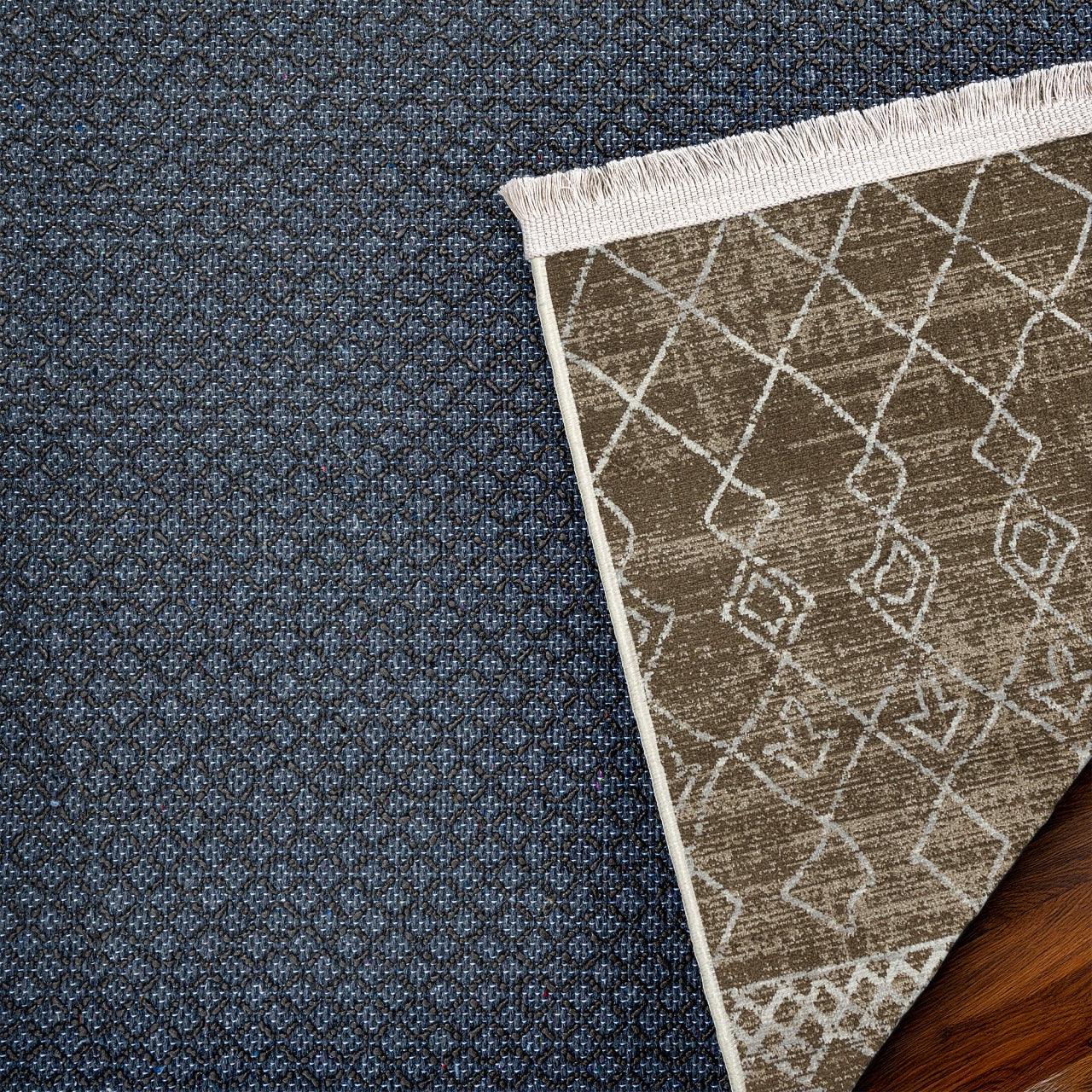 Krem Vizon Baklava Geometrik Halı - Yıkanabilir - Kaymaz Taban - Pati Dostu