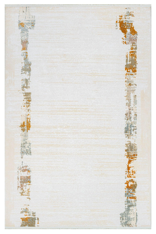 Gold Krem Bordürlü Modern Triko Halı - Pati Dostu - Toz Vermez