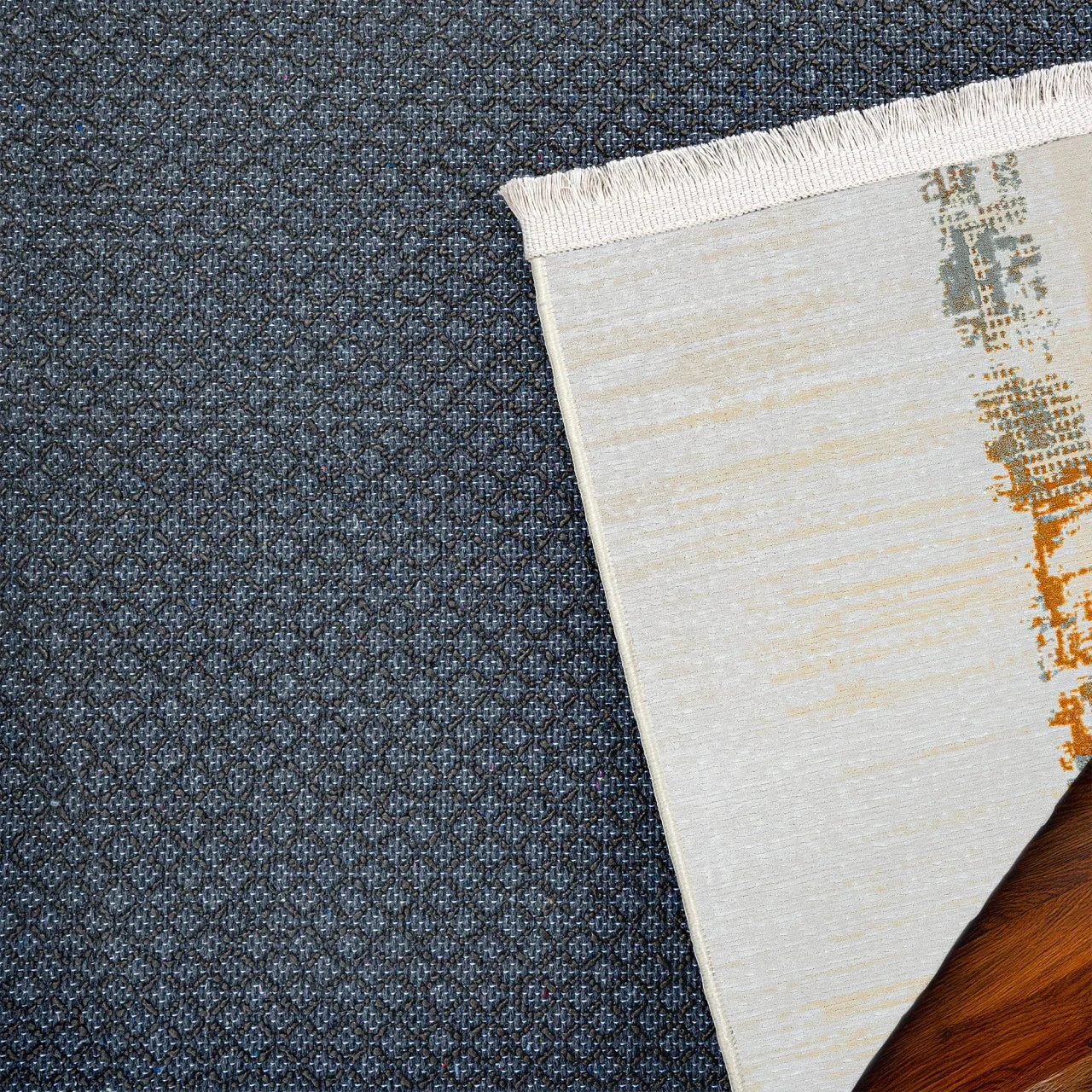 Bej Gold Bordürlü Minimalist Halı - Yıkanabilir - Kaymaz Taban - Pati Dostu
