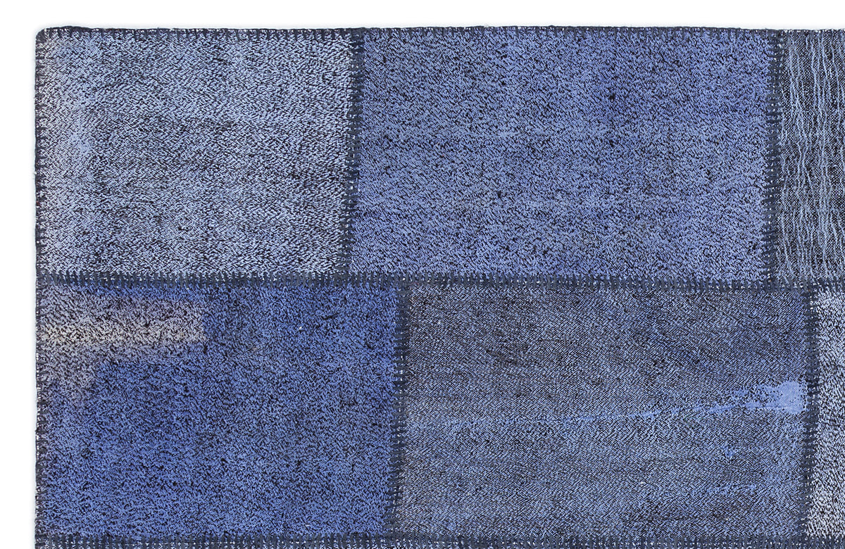 Kenove Mavi ve Gri Patchwork Desenli El Dokuma Kilim 160x230 cm – detay görünümü