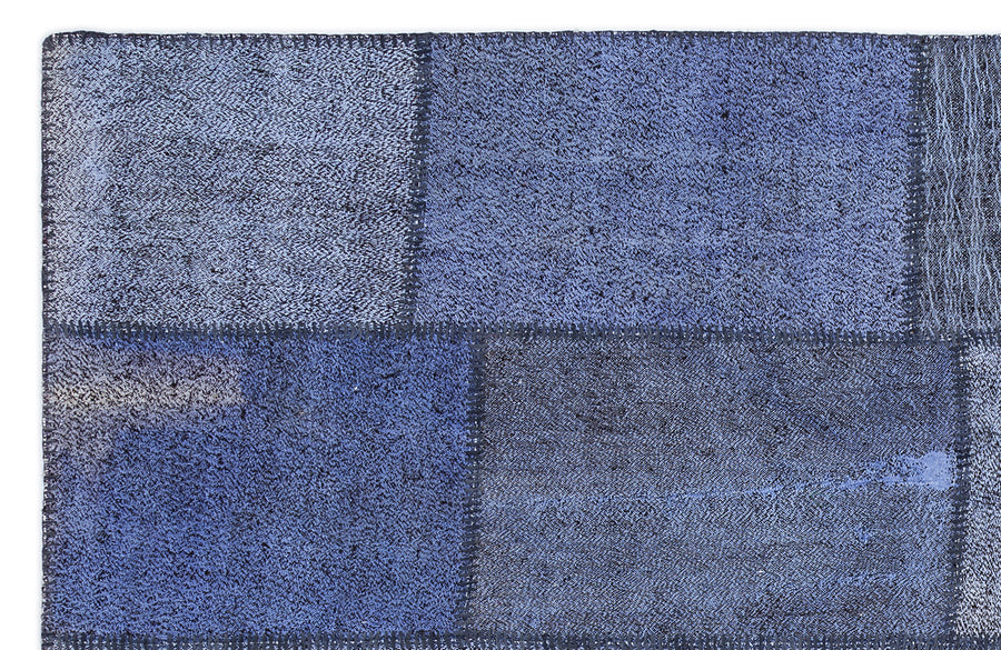 Kenove Mavi ve Gri Patchwork Desenli El Dokuma Kilim 160x230 cm – detay görünümü