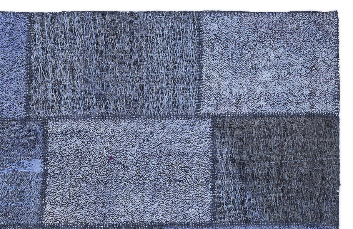 Kenove Mavi ve Gri Patchwork Desenli El Dokuma Kilim 160x230 cm – detay görünümü