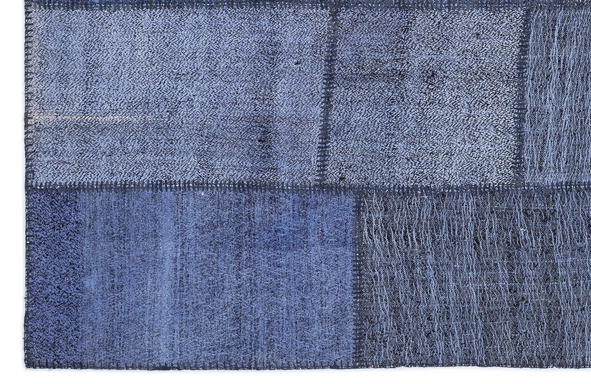 Kenove Mavi ve Gri Patchwork Desenli El Dokuma Kilim 160x230 cm – detay görünümü