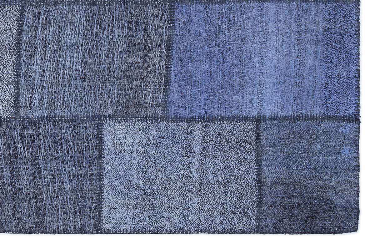 Kenove Mavi ve Gri Patchwork Desenli El Dokuma Kilim 160x230 cm – detay görünümü