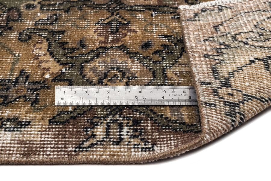 Tirena Yeşil ve Kahverengi Madalyon Desenli El Dokuma Halı 168x269 cm – detay görünümü
