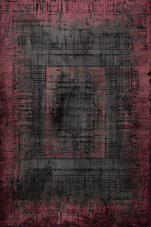 Bordo Modern Etnik Desenli Pamuk Makinada Yıkanabilir Hav Toz Vermez Leke Tutmayan Kaymaz Taban Dijital Makine Baskı Salon Yolluk Mutfak Halı