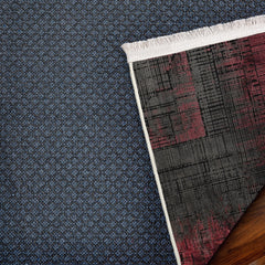 Bordo Modern Etnik Desenli Pamuk Makinada Yıkanabilir Hav Toz Vermez Leke Tutmayan Kaymaz Taban Dijital Makine Baskı Salon Yolluk Mutfak Halı