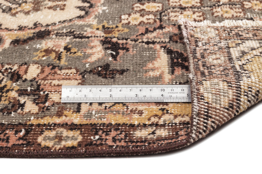 Tirena Bej ve Gri Çiçek Desenli El Dokuma Halı 165x269 cm – detay görünümü
