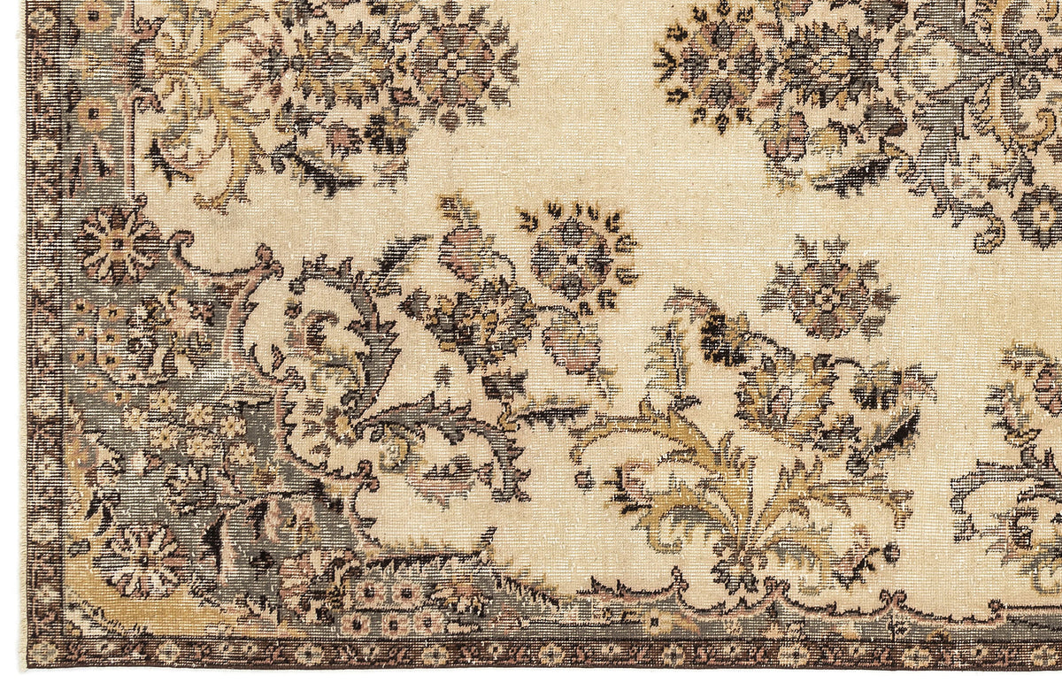 Tirena Bej ve Gri Çiçek Desenli El Dokuma Halı 165x269 cm – detay görünümü