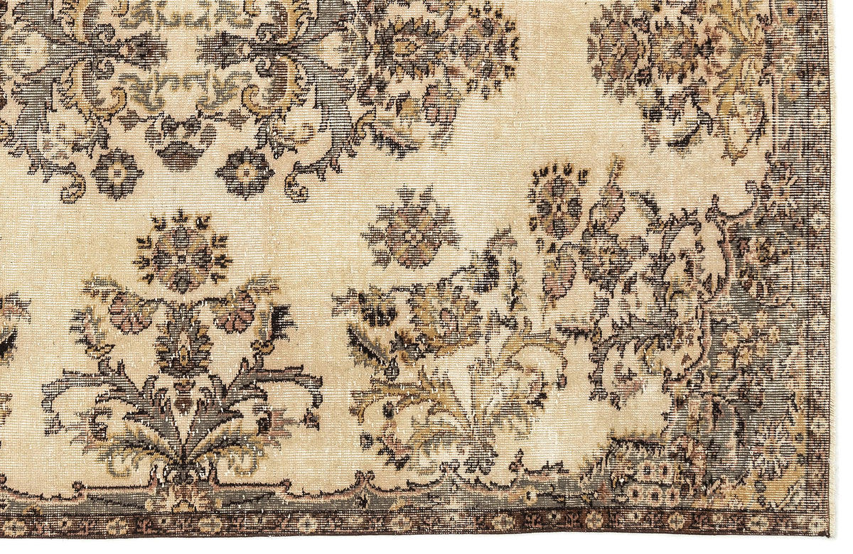 Tirena Bej ve Gri Çiçek Desenli El Dokuma Halı 165x269 cm – detay görünümü