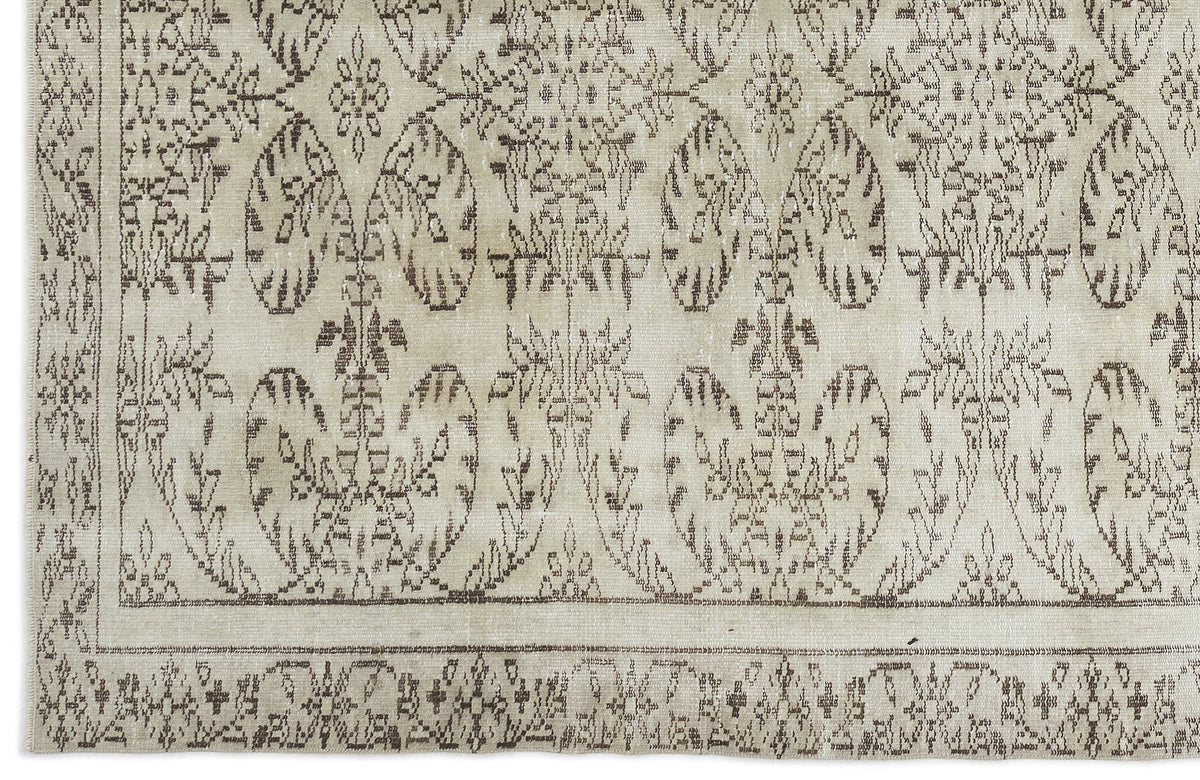Tirena Bej ve Ekru Çiçek Desenli El Dokuma Halı 162x290 cm – detay görünümü