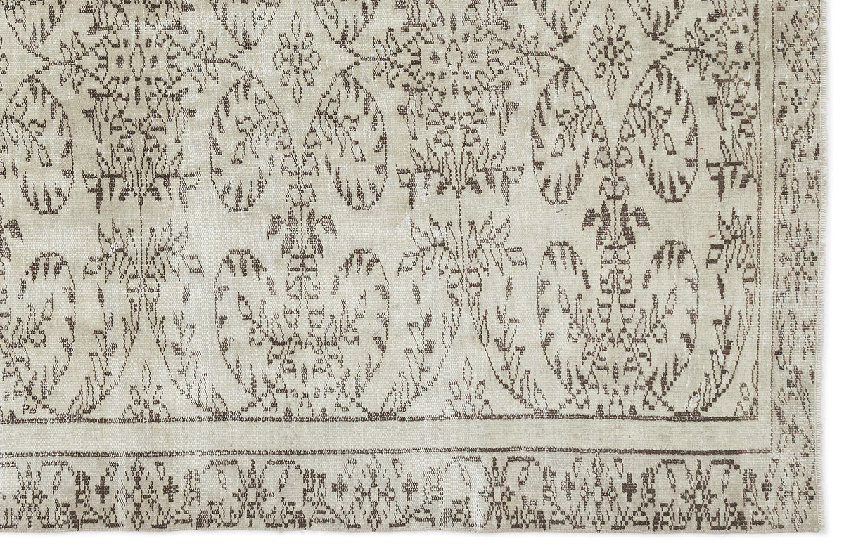 Tirena Bej ve Ekru Çiçek Desenli El Dokuma Halı 162x290 cm – detay görünümü