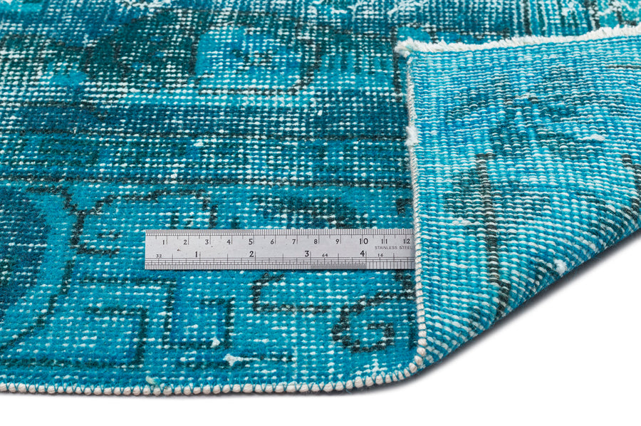 Tirena Turkuaz ve Gri Soyut Desenli El Dokuma Halı 164x276 cm – detay görünümü