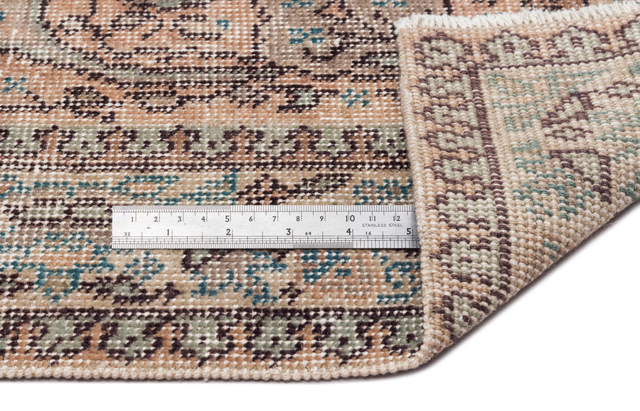 Tirena Mavi ve Bej Madalyon Desenli El Dokuma Halı 118x213 cm – detay görünümü