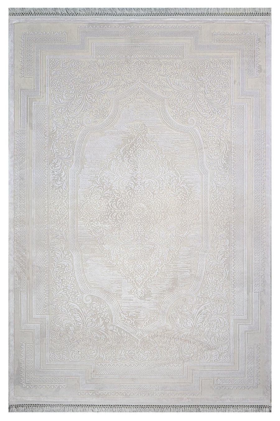 Grey Distressed Medallion Area Rug with Non-Slip Back – in the living room