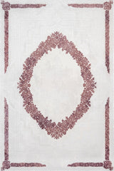 Cream Bordeaux Classic Medallion Living Room Rug - Cotton Digital Print