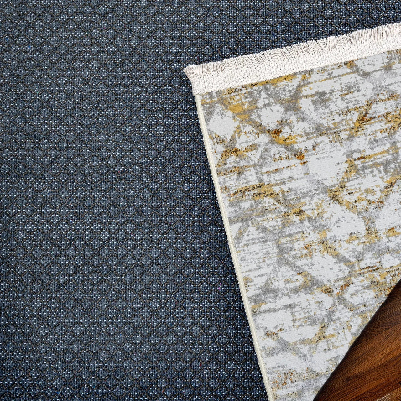 Gold Bohem Geometrik Halı - Yıkanabilir - Kaymaz Taban - Pati Dostu
