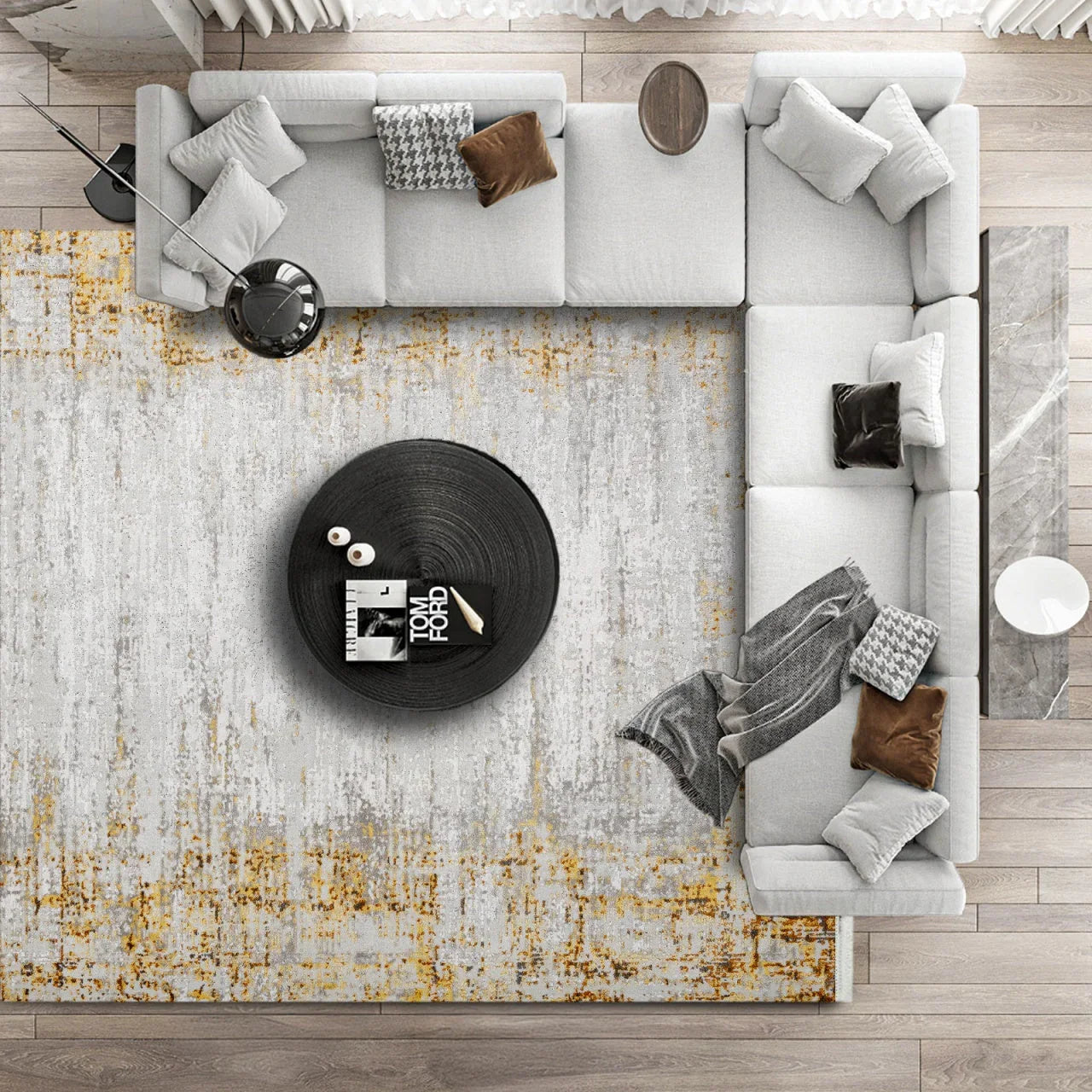 Gri Bohem Modern Halı - Yıkanabilir - Kaymaz Taban - Pati Dostu