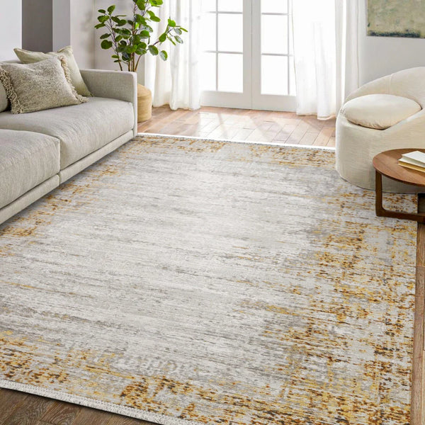 Gri Bohem Modern Halı - Yıkanabilir - Kaymaz Taban - Pati Dostu