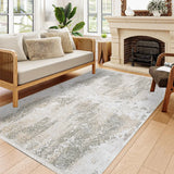 White and Beige Distressed Pattern Acrylic Rug