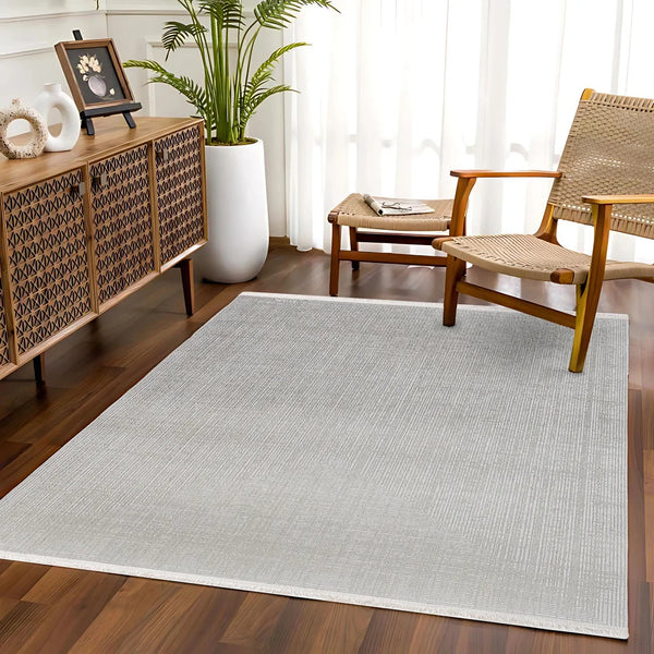 Gri Dokulu Minimalist Halı - Yıkanabilir - Kaymaz Taban - Pati Dostu