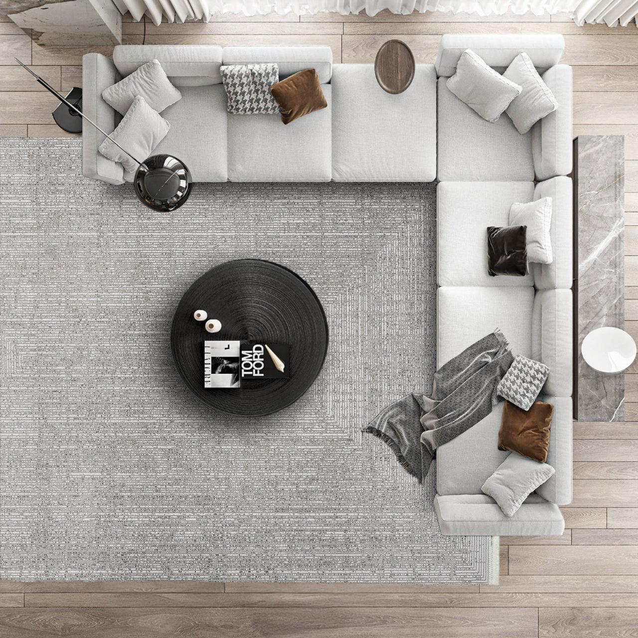 Gri Dokulu Minimalist Halı - Yıkanabilir - Kaymaz Taban - Pati Dostu