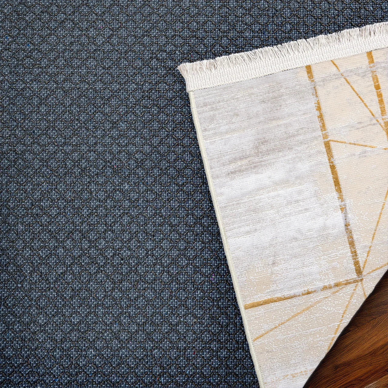 Gold Gri Minimalist Modern Halı - Yıkanabilir - Kaymaz Taban - Pati Dostu