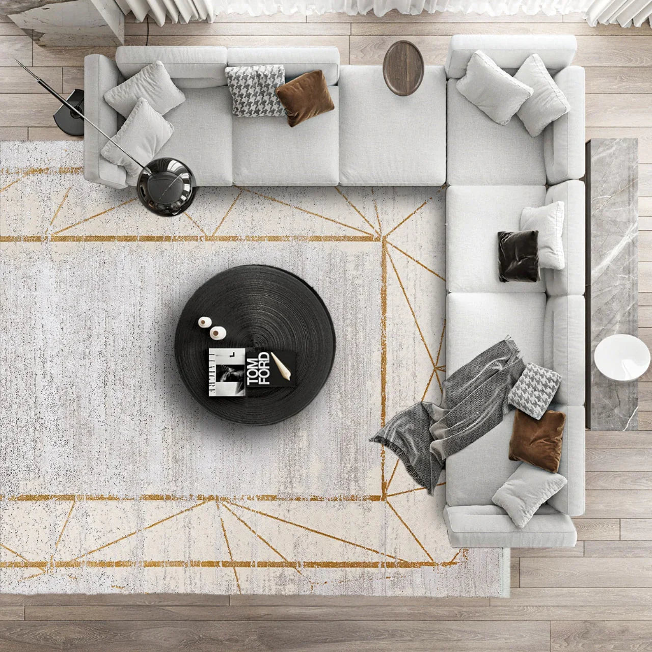 Gold Gri Minimalist Modern Halı - Yıkanabilir - Kaymaz Taban - Pati Dostu