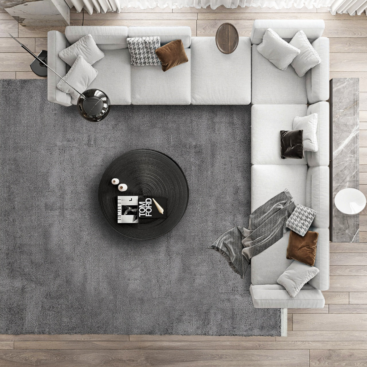 Modern Sade Tasarım Halı - Yıkanabilir - Kaymaz Taban - Pati Dostu