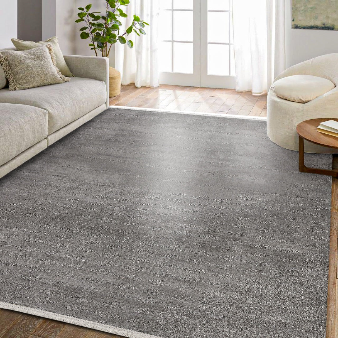 Modern Sade Tasarım Halı - Yıkanabilir - Kaymaz Taban - Pati Dostu