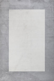 Beyaz Gri Bordürlü Minimalist Halı - Yıkanabilir - Kaymaz Taban - Pati Dostu