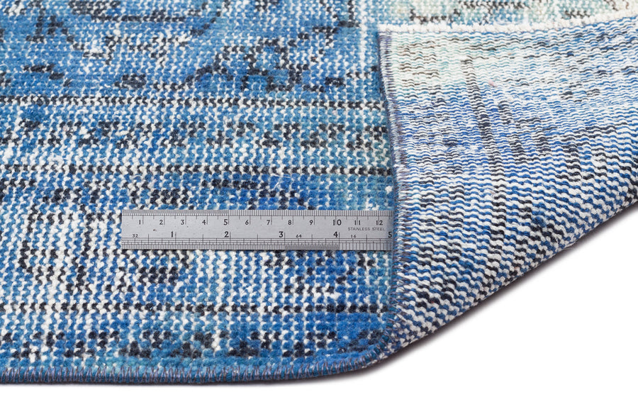 Tirena Mavi ve Beyaz Soyut Desenli El Dokuma Halı 163x276 cm – detay görünümü