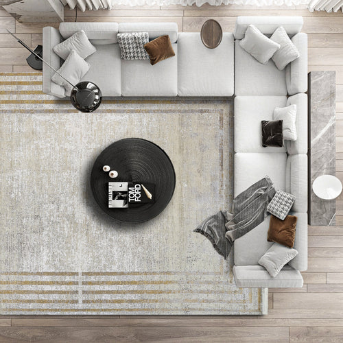 Geometrik Modern Makinede Yıkanabilir Hav Toz Vermez Kaymaz Taban Dijital Baskı Halı