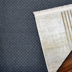 Geometrik Modern Makinede Yıkanabilir Hav Toz Vermez Kaymaz Taban Dijital Baskı Halı